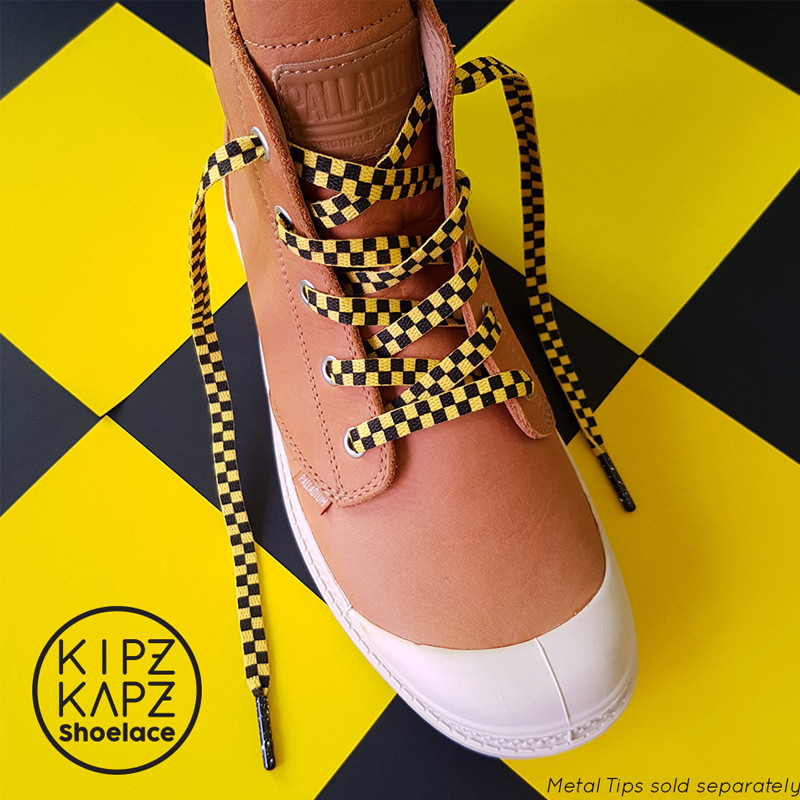 Jual Aksesoris Sneakers Kipzkapz Flat Checker Xs31 8Mm Black Yellow Original Xs31 - Flat Checker 8Mm - v3.ncrsport.com